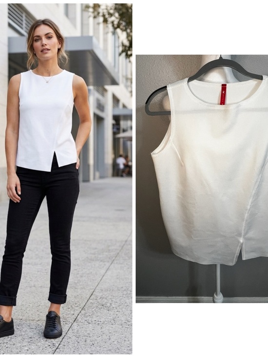 IC By Connie K Tops - Ic by connie k Top Medium White Tank With Slit Crew Neck Long